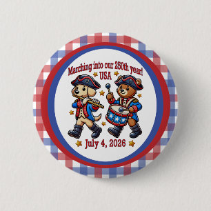 July 4th USA 250th Anniversary Semiquincentennial Button