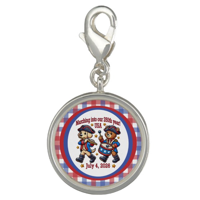 July 4th USA 250th Anniversary Semiquincentennial  Charm (Front)