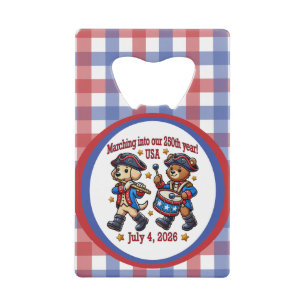 July 4th USA 250th Anniversary Semiquincentennial Credit Card Bottle Opener