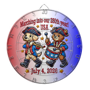 July 4th USA 250th Anniversary Semiquincentennial Dart Board