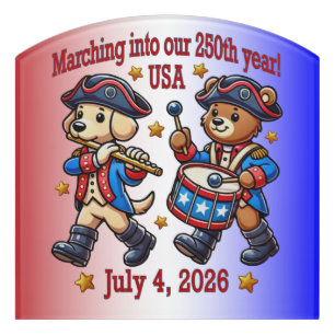 July 4th USA 250th Anniversary Semiquincentennial Door Sign