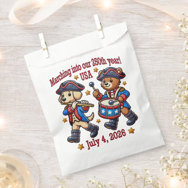 July 4th USA 250th Anniversary Semiquincentennial  Favor Bag (Clipped)