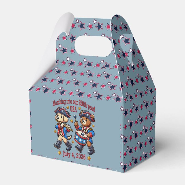 July 4th USA 250th Anniversary Semiquincentennial  Favor Boxes (Front Side)