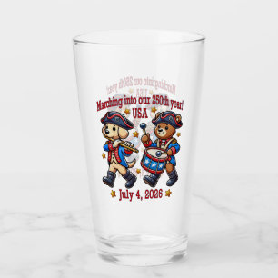 July 4th USA 250th Anniversary Semiquincentennial  Glass