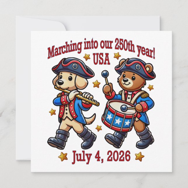 July 4th USA 250th Anniversary Semiquincentennial  Invitation (Front)