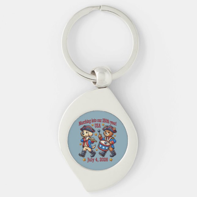 July 4th USA 250th Anniversary Semiquincentennial  Keychain (Front)
