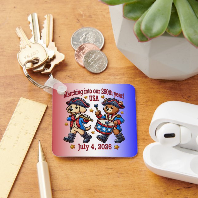 July 4th USA 250th Anniversary Semiquincentennial  Keychain (Desk)