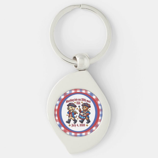 July 4th USA 250th Anniversary Semiquincentennial  Keychain (Front)