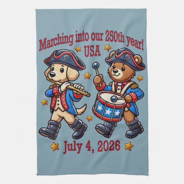 July 4th USA 250th Anniversary Semiquincentennial  Kitchen Towel (Vertical)