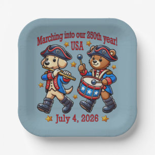 July 4th USA 250th Anniversary Semiquincentennial  Paper Plates