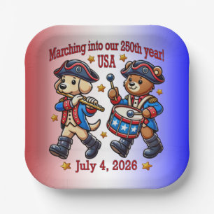 July 4th USA 250th Anniversary Semiquincentennial  Paper Plates