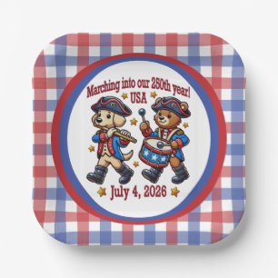 July 4th USA 250th Anniversary Semiquincentennial  Paper Plates
