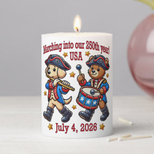 July 4th USA 250th Anniversary Semiquincentennial Pillar Candle