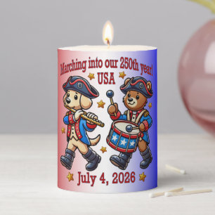 July 4th USA 250th Anniversary Semiquincentennial  Pillar Candle