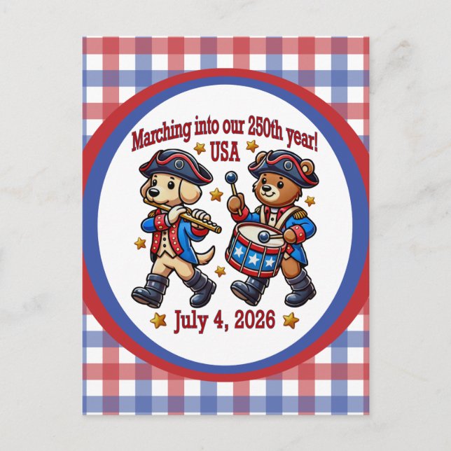 July 4th USA 250th Anniversary Semiquincentennial  Postcard (Front)