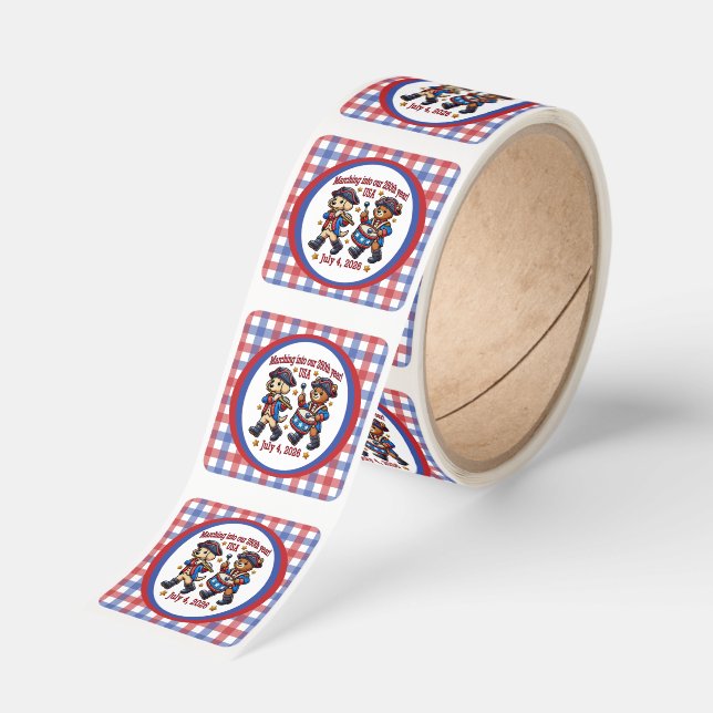 July 4th USA 250th Anniversary Semiquincentennial  Square Sticker (Roll)