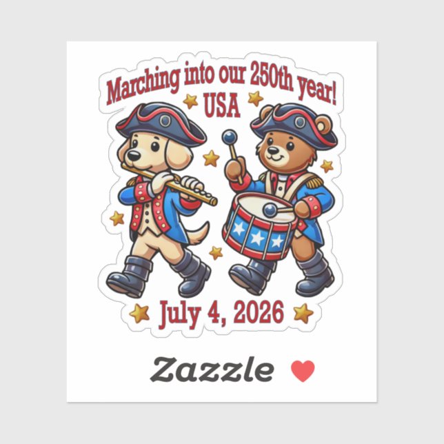 July 4th USA 250th Anniversary Semiquincentennial  Sticker (Sheet)