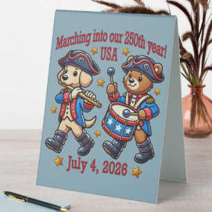 July 4th USA 250th Anniversary Semiquincentennial  Table Tent