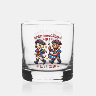July 4th USA 250th Anniversary Semiquincentennial  Whiskey Glass