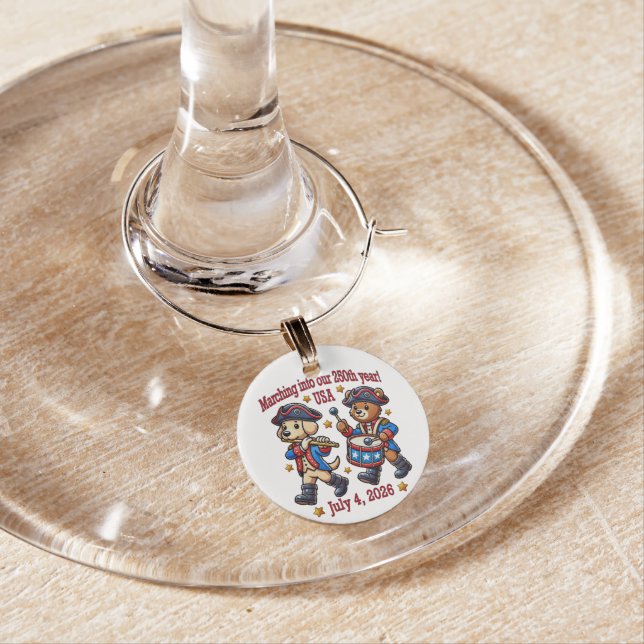 July 4th USA 250th Anniversary Semiquincentennial  Wine Charm (In Situ)