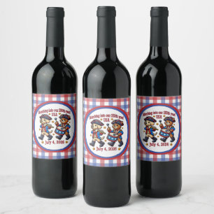 July 4th USA 250th Anniversary Semiquincentennial Wine Label
