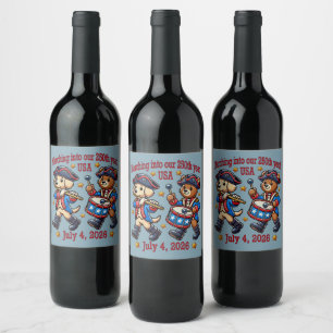 July 4th USA 250th Anniversary Semiquincentennial Wine Label