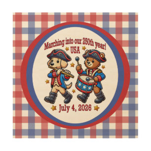 July 4th USA 250th Anniversary Semiquincentennial  Wood Wall Art