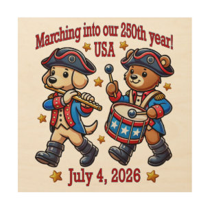 July 4th USA 250th Anniversary Semiquincentennial  Wood Wall Art