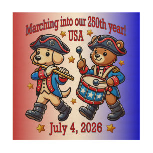 July 4th USA 250th Anniversary Semiquincentennial Wood Wall Art