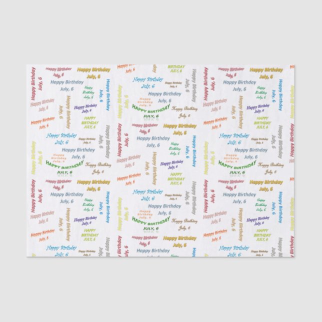 July, 6 Birthday Tissue Paper (Front)
