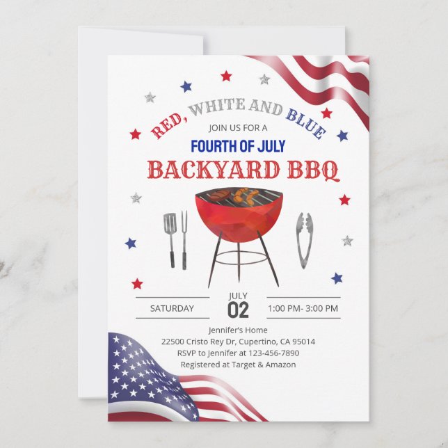 July Backyard BBQ  Invitation (Front)