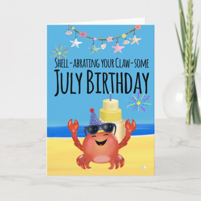 July beach birthday card (Front)