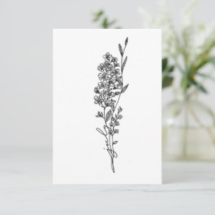 July birth flower birthday card, larkspur note card