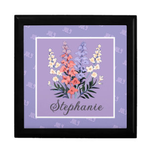 July Birth Flower Custom Name Gift Box