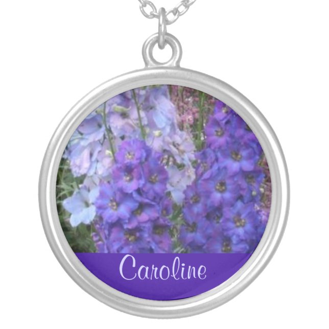 JULY Birth Flower - Delphinium Necklace (Front)