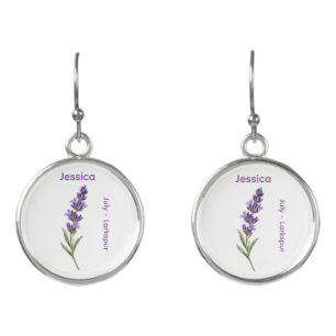 July Birth Flower Larkspur Floral Earrings