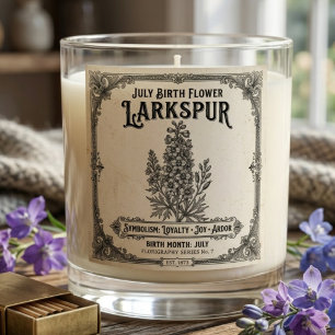July Birth Flower Larkspur Symbolic Birthday Gift Scented Candle