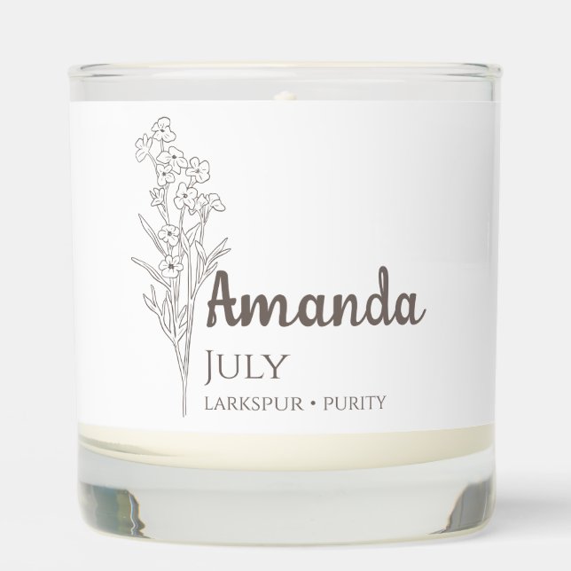 July Birth Flower Personalized Gift For Women Scented Candle (Front)