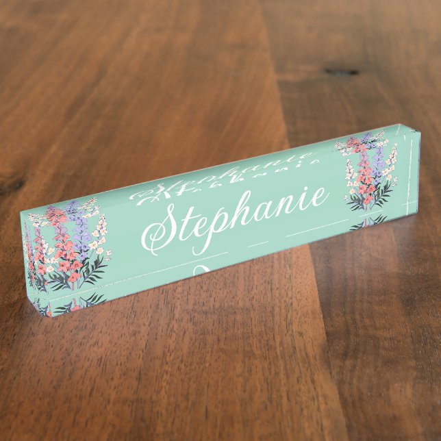July Birth Flower Personalized Name  Desk Name Plate (Side)