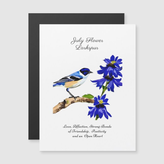 July Birth Month Flower Bluebird and Larkspur    (Front/Back)