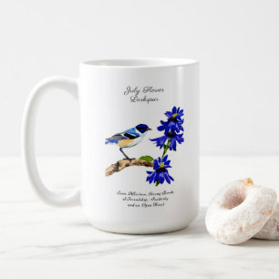 July Birth Month Flower Bluebird and Larkspur    Coffee Mug