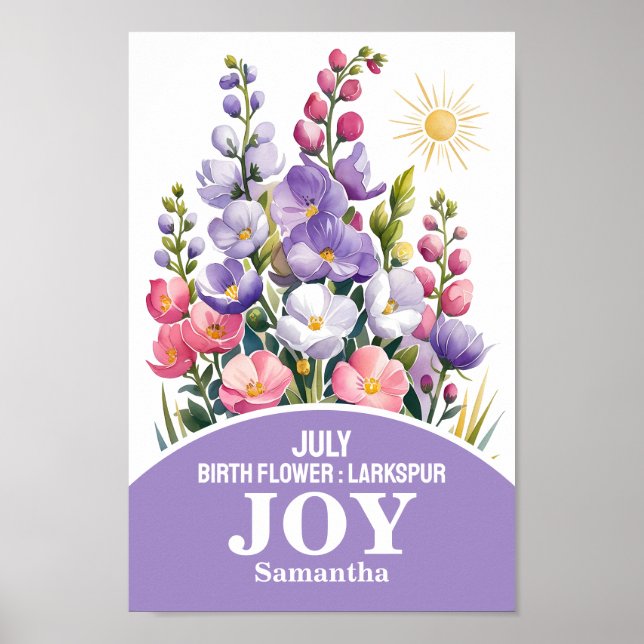 July Birth Month Flower Christian Nursery Art Poster (Front)