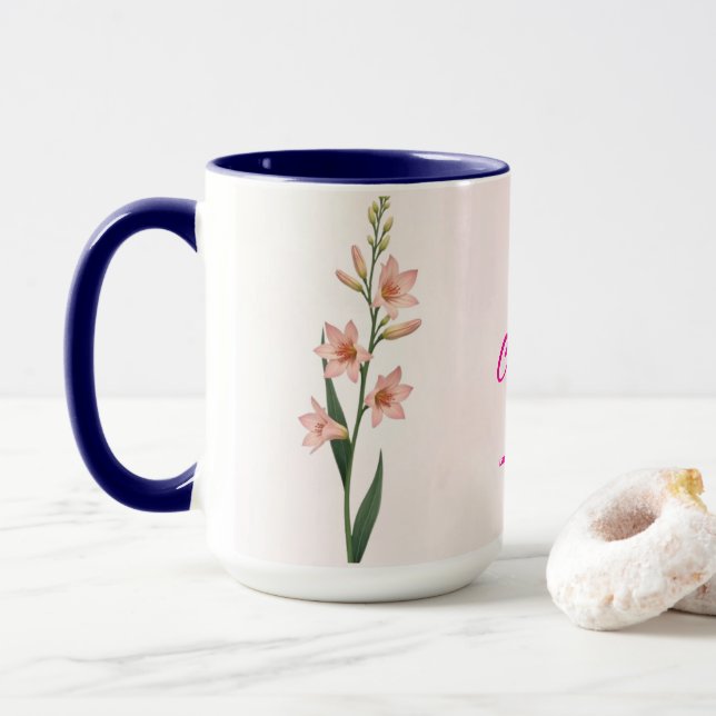 July Birth Month Flower Coffee Mug (With Donut)