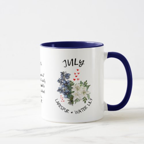 JULY Birth Month Flower Custom Name Christian Mug