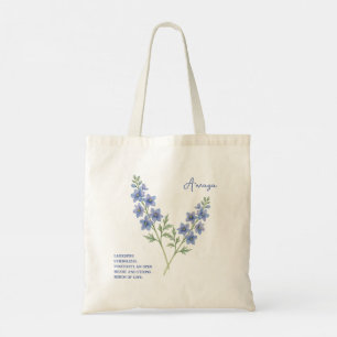 July Birth Month Flower Customizable Name Gift  Tote Bag
