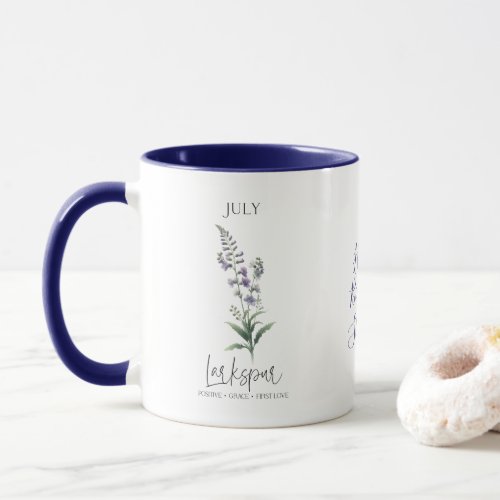 July Birth Month Flower Larkspur Birthday Gift Mug