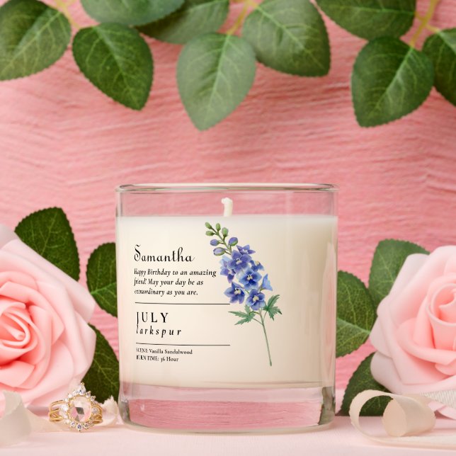 July Birth Month Flower Larkspur Birthday Gift Scented Candle (Wedding)