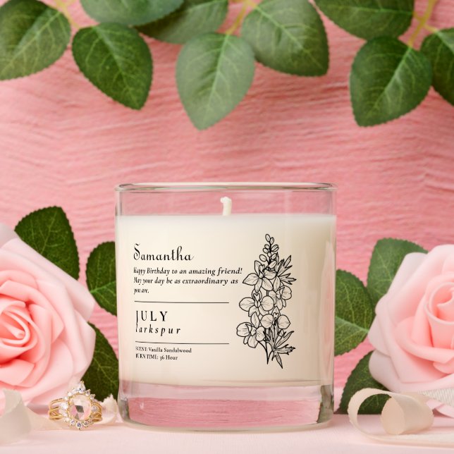 July Birth Month Flower Larkspur Birthday Gift Scented Candle (Wedding)