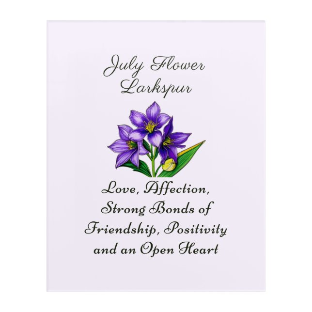 July Birth Month Flower Larkspur Floral Art (Front)