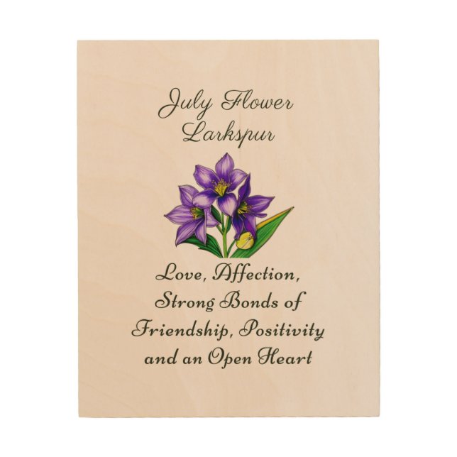 July Birth Month Flower Larkspur Floral Art (Front)